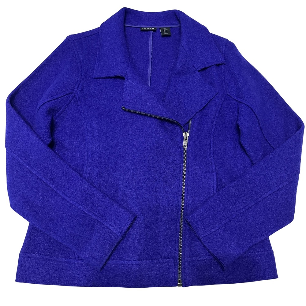 Tahari Electric Blue Asymmetrical Zip Jacket